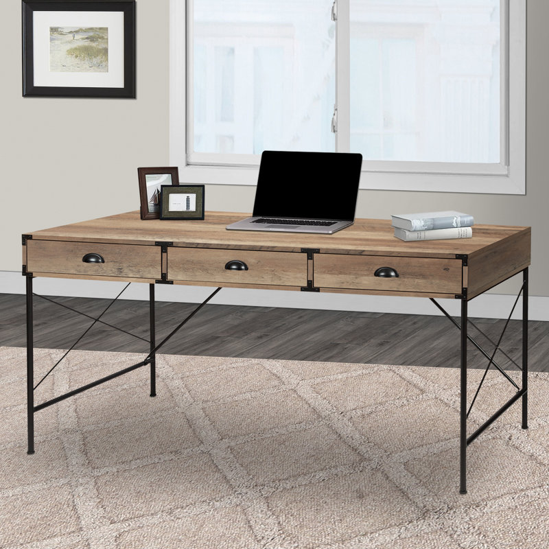 Ensemble de bureau d'écriture rectangulaire 2 pièces avec classeurs