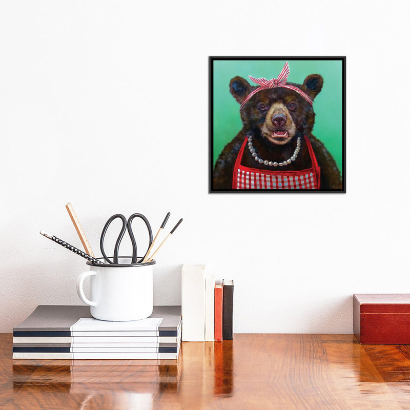 «Mama Bear», impression sur toile, H 18 po x l 18 po x P 1,5 po, Toile avec cadre noir, Pas de tapis