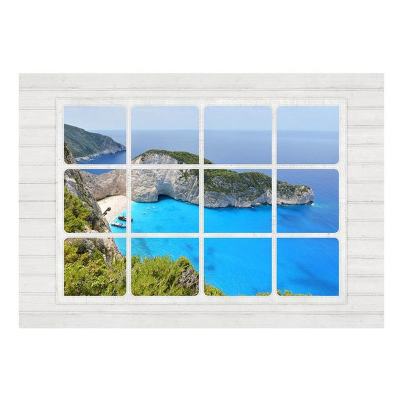 Murale de fenêtre de paysage sur le monde Aerick, L 27 po x l 39 po
