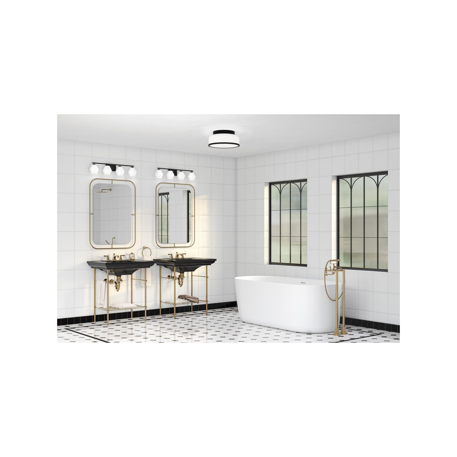 Asuna 2 Light Glass Flush Mount, Matte Black