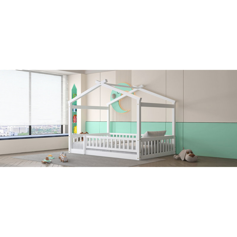 Lit maison ludique avec clôture Playful, Full, White