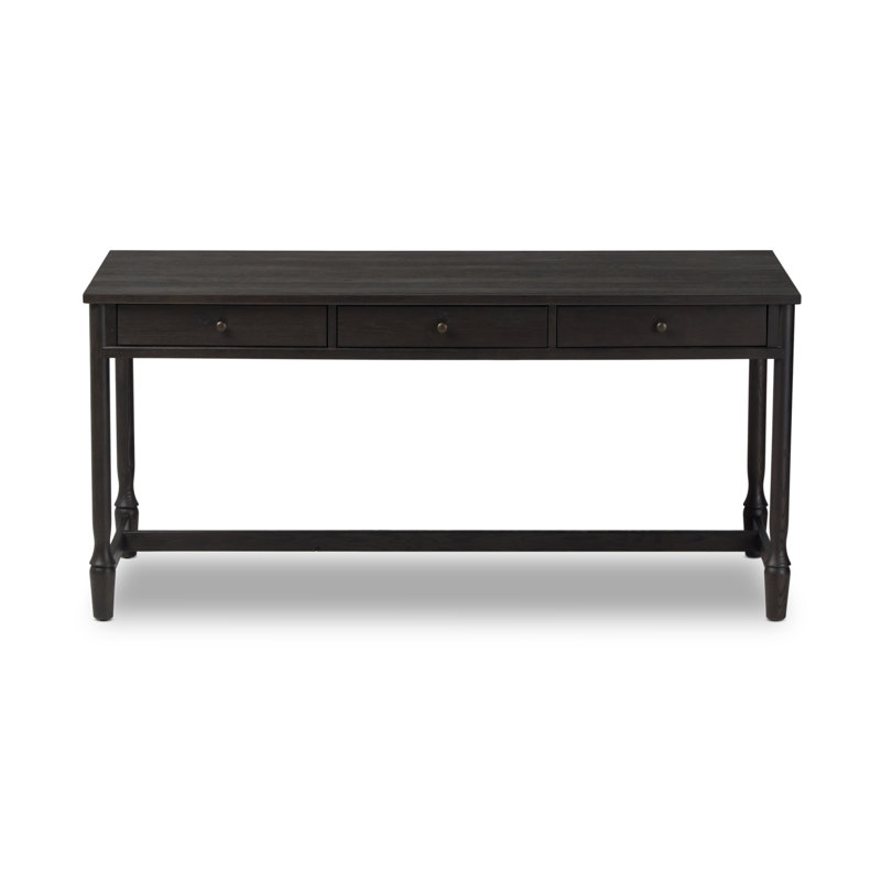Bari Desk-Weathered Oak, Cracked Smoked Black Veneer