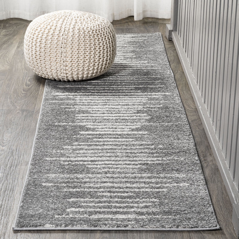 Worsham Aya Berber Stripe Geometric Gray/Cream Rug, Runner 2'3" x 8'