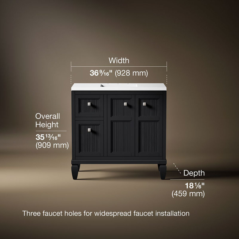 Hearthaven 36-In Bathroom Vanity Set, Slate Gray