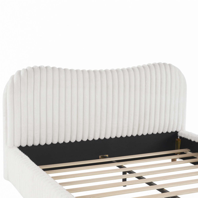 Lit tapissier Boucle avec tête de lit ondulée et coutures verticales