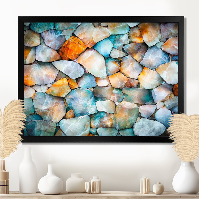 Mosaïque de marbre Art I, Reproduction encadrée d'une seule photo sans pass, Noir, H 12 po x l 20 po