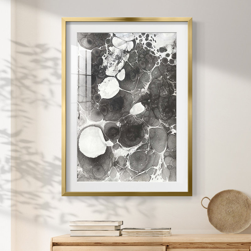 Marbling IV -Framed Print, 28.5" H x 20.5" W, Gold