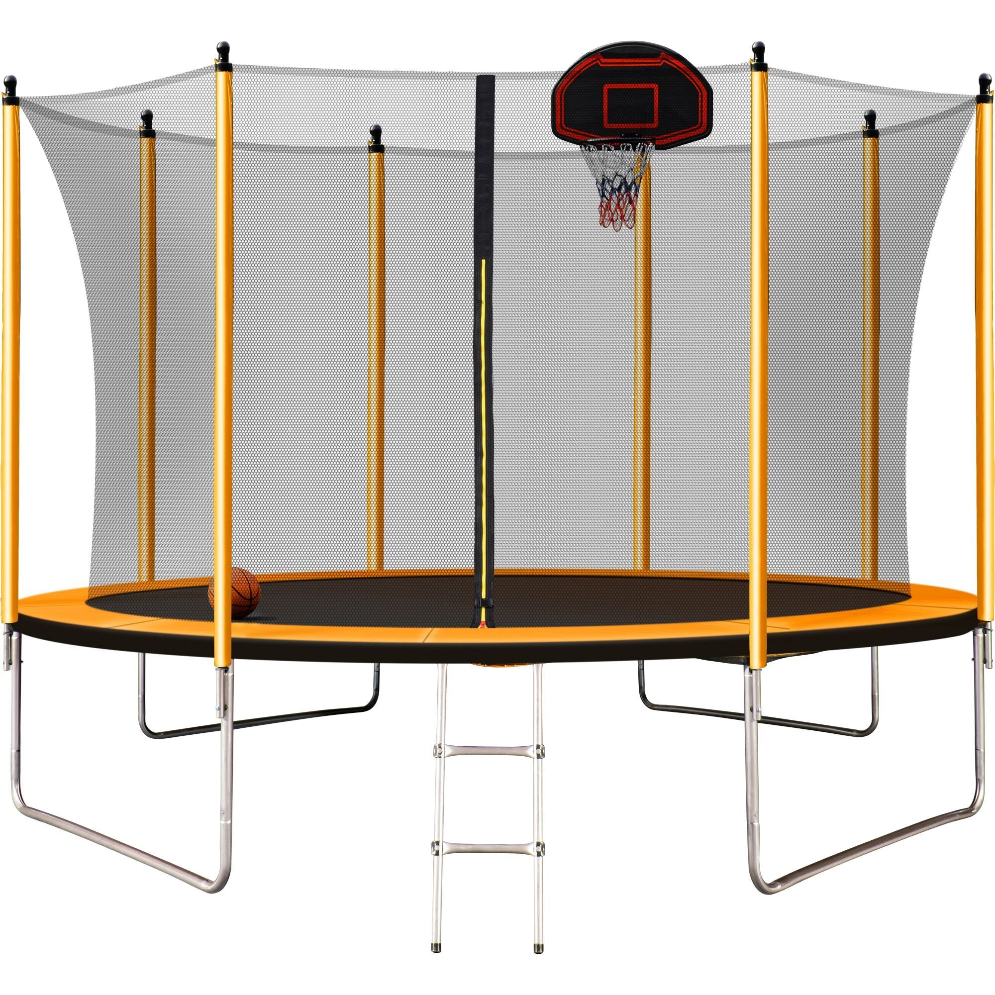 ExacMe 15 Foot Luxury Trampoline with Rectangular Basketball Hoop and