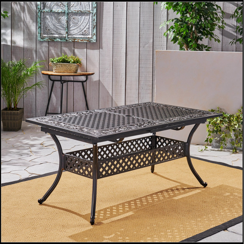 PHOENIX Expandable Aluminum Dining Table For Outdoor Use, Stylish And Functional With Lattice-And-Botanical Design