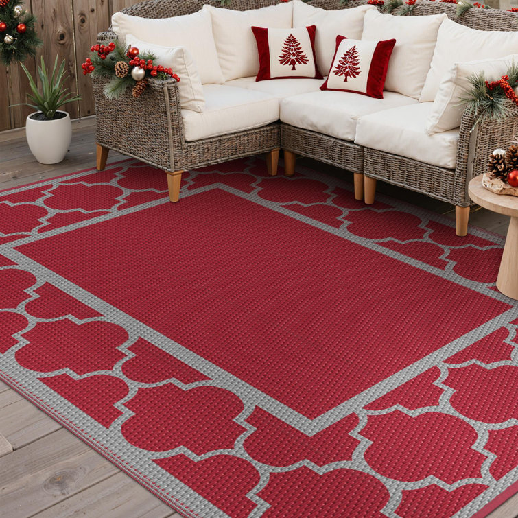 Shimeek Red/Gray Waterproof Plastic Outdoor Mat