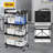 Foldable 4-Tier Plastic Utility Cart  In Black With Brake