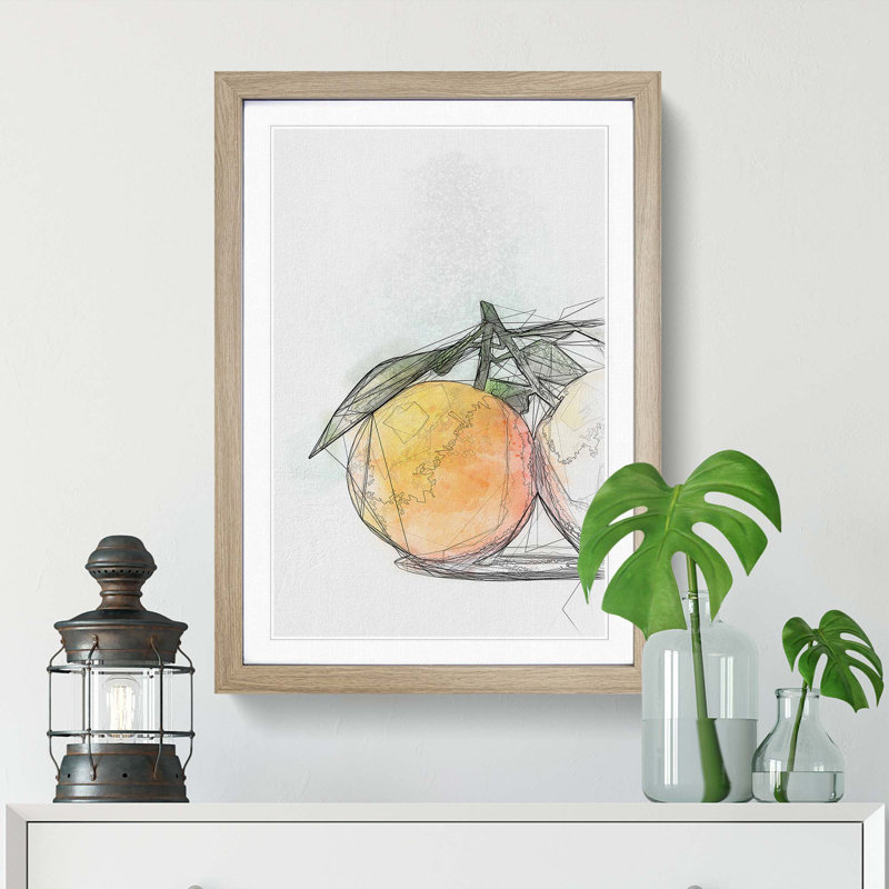 The Orange Tree in Abstract - Picture Frame Graphic Art Print, 65cm H x 48cm W x 2cm D, Oak Framed