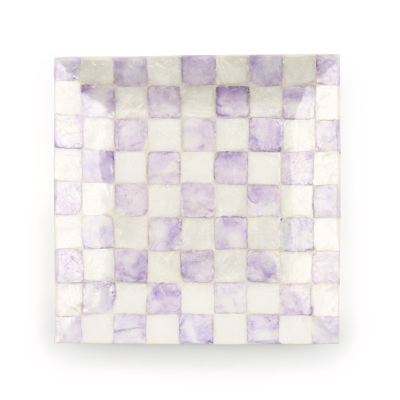 Violet Check Capiz Catchall Tray