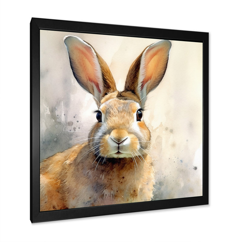 Sweet Rabbit II - Lapin, art mural, Cadre simple noir, H 24 po x l 24 po x P 1 po