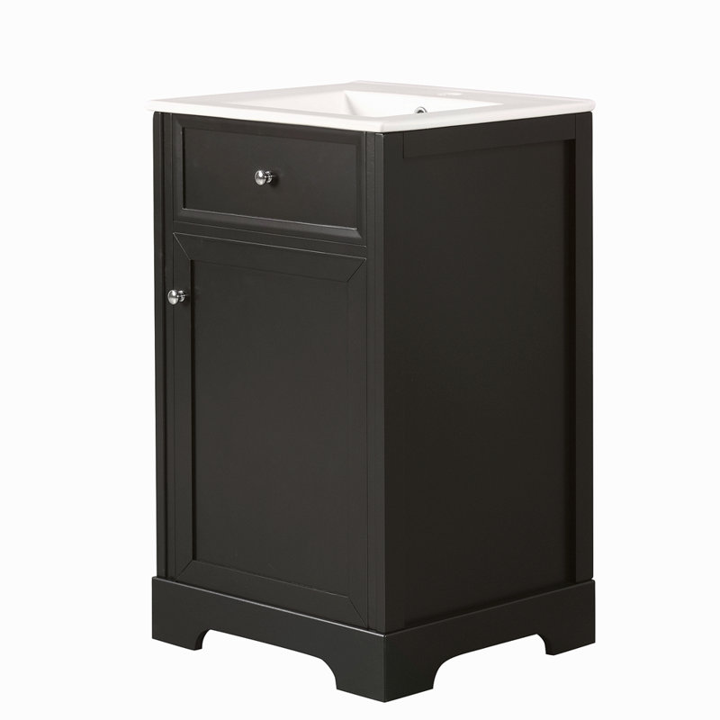 Meuble-lavabo de 20 po avec lavabo, armoire de salle de bain avec porte à fermeture douce, support de rangement et tablette réglable