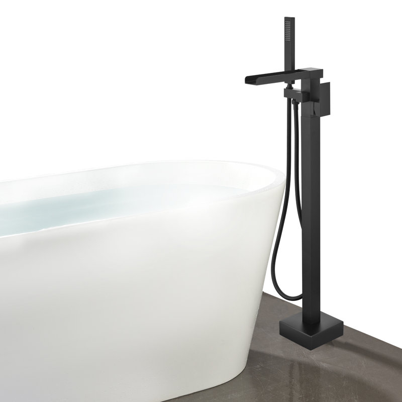 Bec de baignoire au sol avec douchette, Noir
