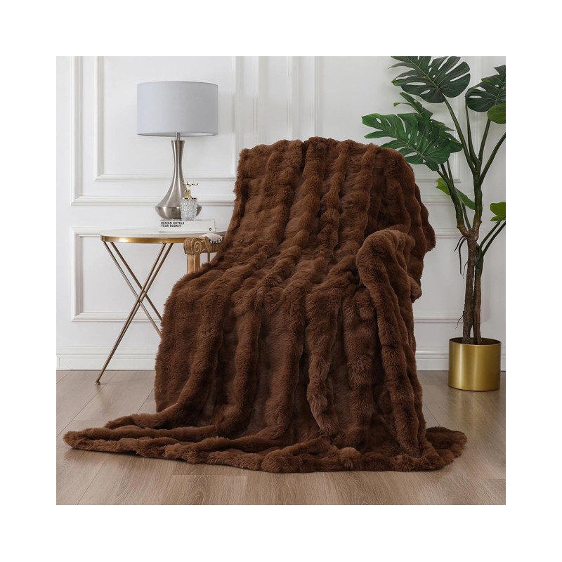 Bubble Throw Machine Tufted Throw Blanket, Brown