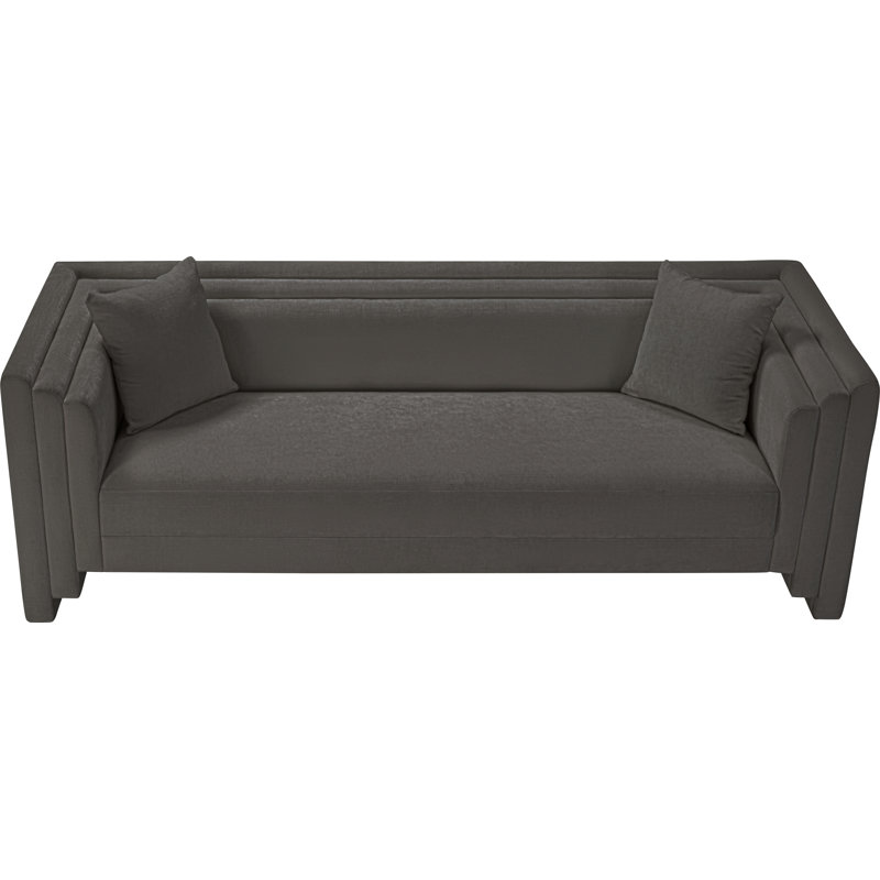 Helmer Chenille Fabric Sofa, Tissu gris chenille