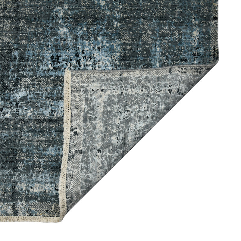 One-of-a-Kind Dazzle Modern Hand-Knotted 2'X3' Wool Blue Area Rug, Rectangle 8' x 10'