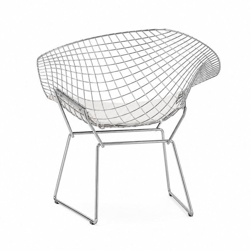 Silver Diamond Chair, White