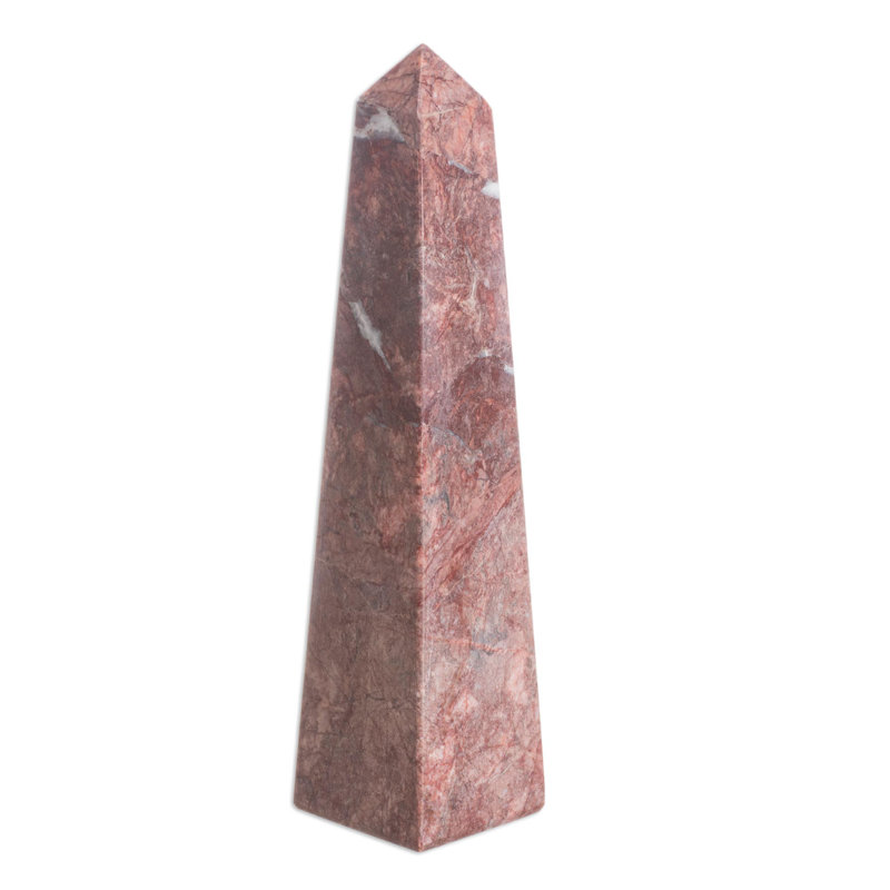 Sculpture obelisk rouge pierre unique Jadine