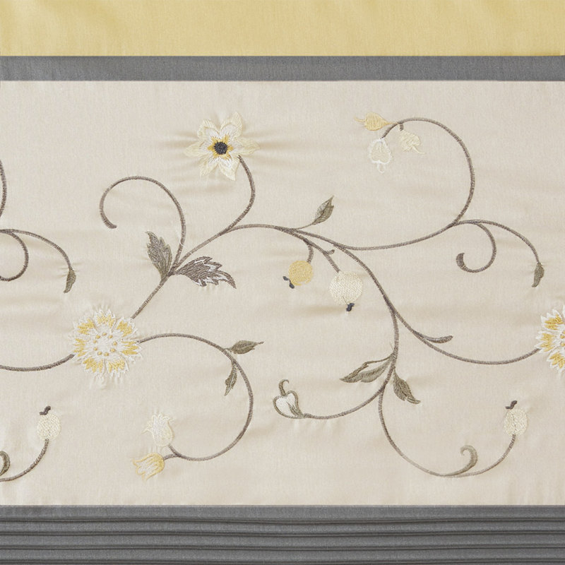 Embroidered Curtain Panel, Yellow, 2 Panels