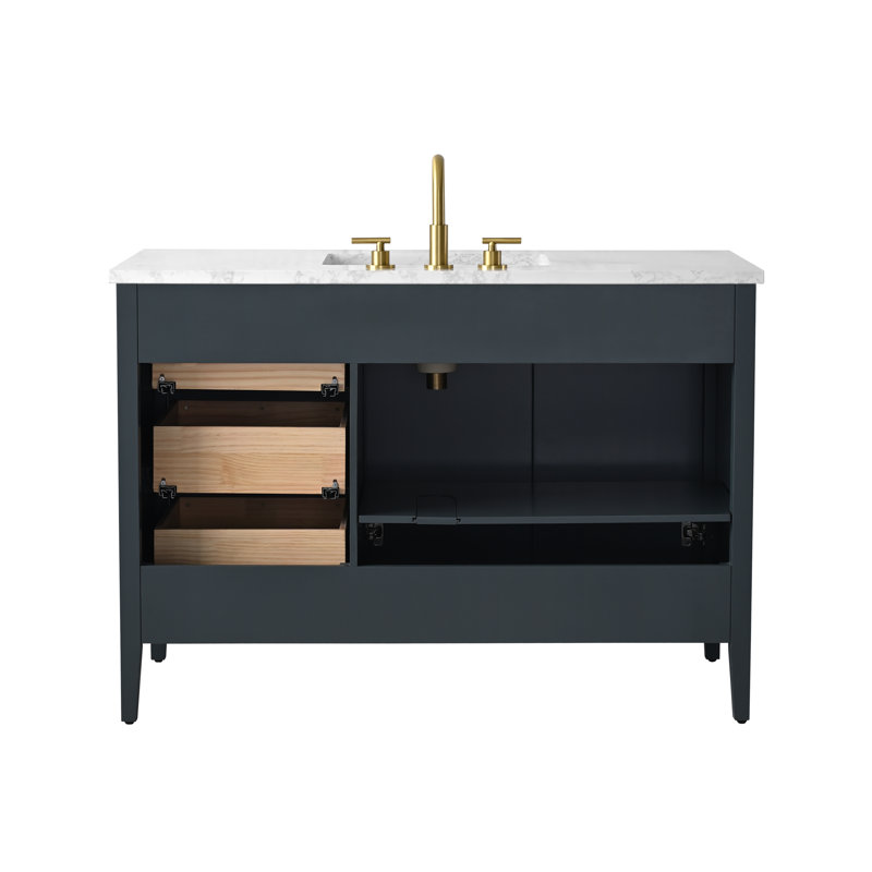 Emma 48" W Single Vanity, Vintage Blue/Brushed Bronze