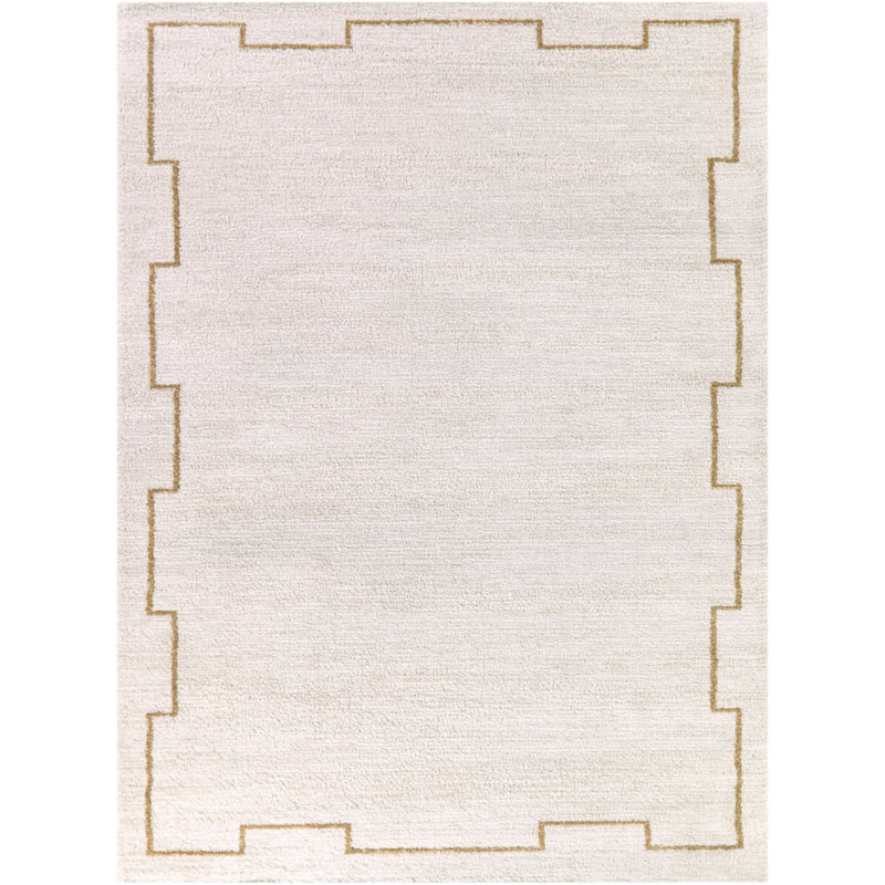 Kuske Cream/Rust Transitional Border Area Rug, Rectangle 5'3" x 7'