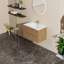 Meuble-lavabo mural flottant de 30 po pour la salle de bain, tiroirs à fermeture en douceur, noyer, articles de salle de bain spacieux avec finition en noyer, articles essentiels, style Mid-Century moderne