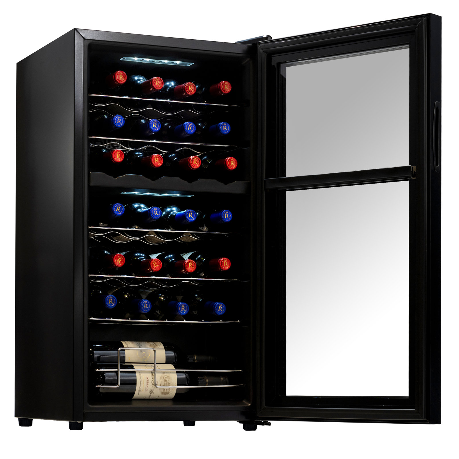 NutriChef Dual Zone 16.93'' Freestanding 28 Bottle Wine Refrigerator — FIN-0016541 | Fridge.com