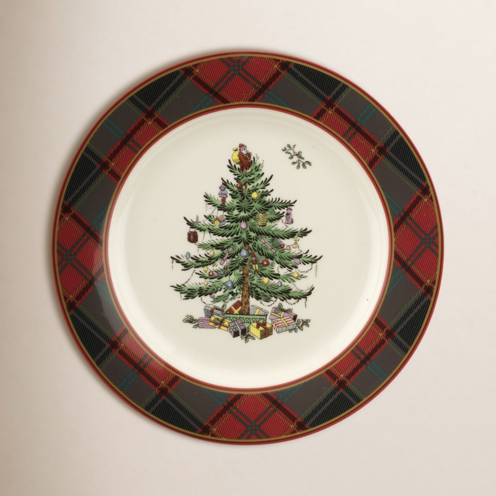 Spode Christmas Tree Tartan Salad Plate 7.75"