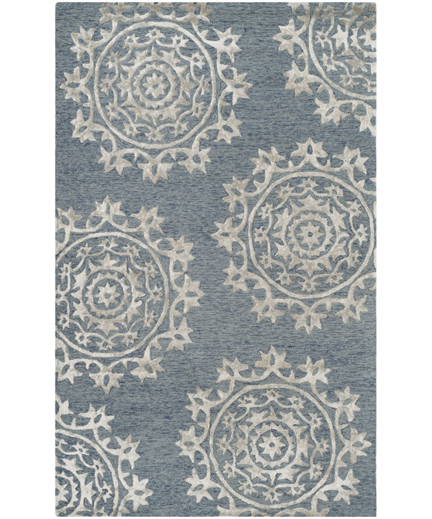 Tapis damassé en laine et viscose Rudra