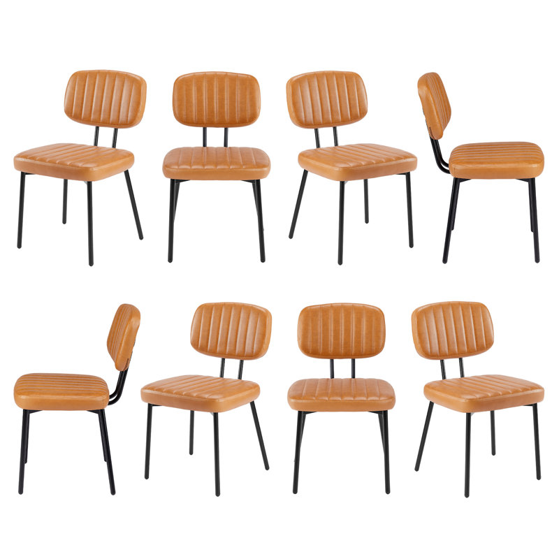Ensemble de 8 chaises d'appoint en similicuir 8 pièces - Chaise rembourrée et robuste, Brun