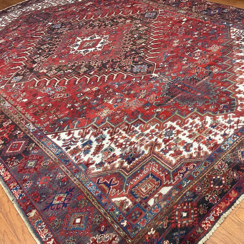 Tapis rectangulaire en laine de conception unique 9 pi 4 po x 13 pi Savaya