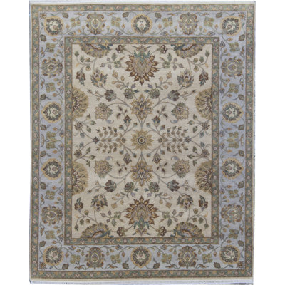 Tapis doré et beige noué à la main de haute qualité