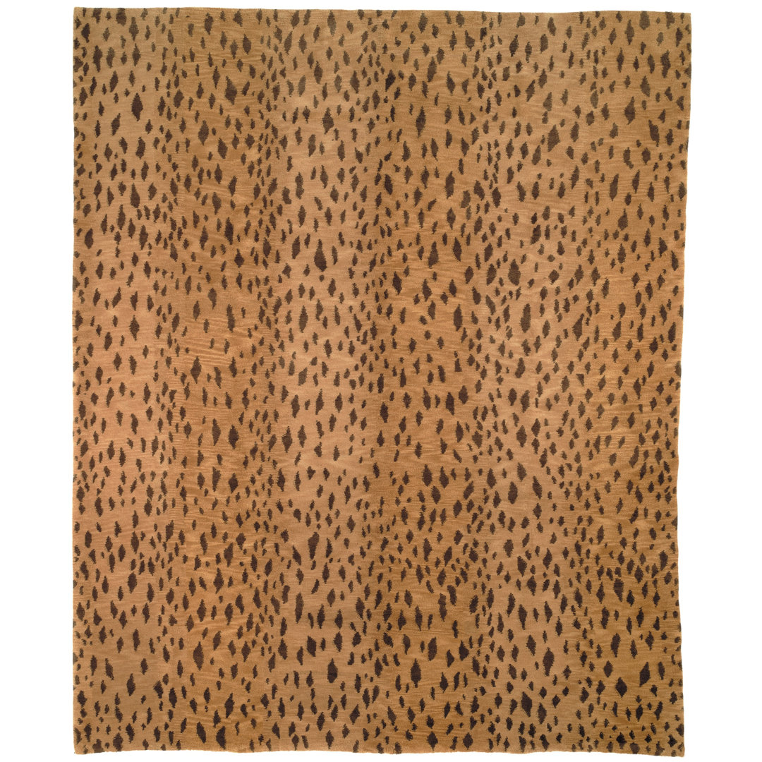 Leopard Tibetan Hand Knotted Wool/Viscose/Cotton Rug in Brown dCOR design Rug