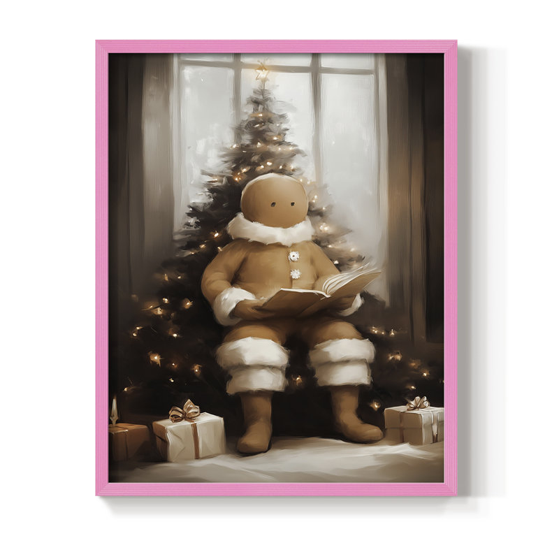 Art de Noël, série 2 - CCXCVII, reproduction encadrée - bois massif, H 11 po x l 9 po, Rose