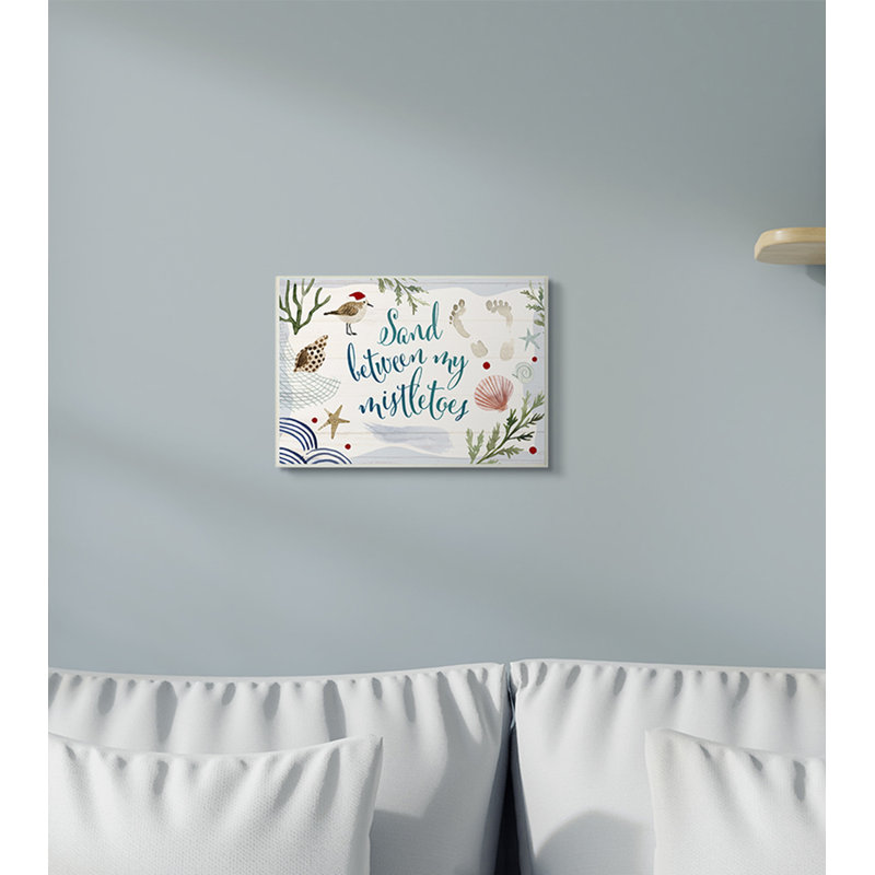 «Sand Entre Mistletoes Expression Nautical Beach Christmas» par Victoria Barnes - impression d'art graphique, Plaque murale