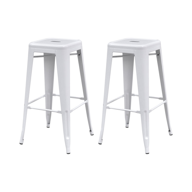 Counter Stool with Metal Frame, Bar Stool (30" Seat Height), White