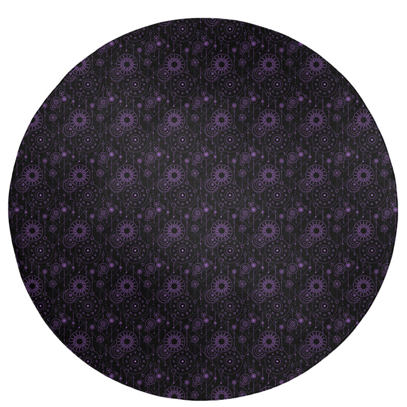 Tapis de zone noir/mauve astrologie, Rond 5 pi
