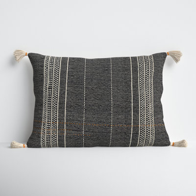 Gordon Embroidered Cotton Lumbar Throw Pillow