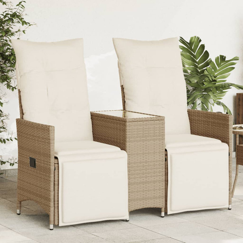 Vidaxl Reclining Garden Sofa Beige, Cream White, Beige
