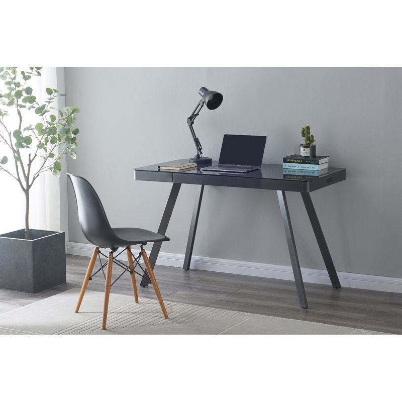 Glass Top Metal Base Writing Desk