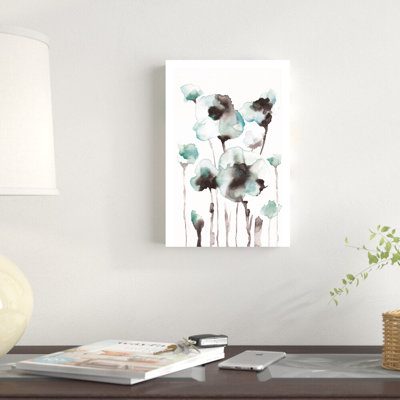 «Blue and Black Watercolor Flower», reproduction d'art sur toile tendue