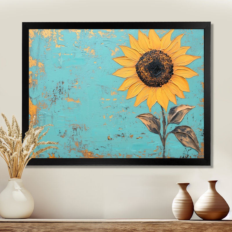 Symphonie minimale d'un tournesol II - art mural tournesol, H 34 po x l 44 po, Noir