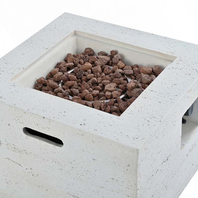 MGO Outdoor Square Fire Pit With Steel Burner,Lightweight 24.02-Inch Propane Fire Pit Table With Adjustable Flame, 40,000 BTU, Lava Rocks, And Rain Cover For Patio,Backyard, And Poolside