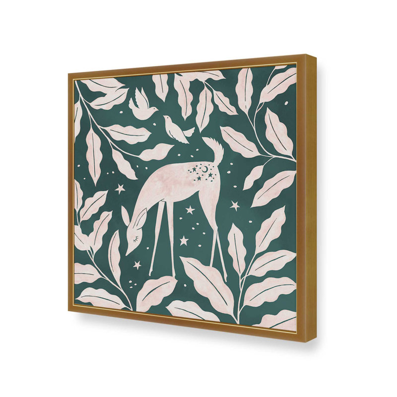 «Deer of Artemis II» par Grace Popp, reproduction d'art, H 12 po x l 12 po, Impression sur cadre ouvert sans papier mat, Doré
