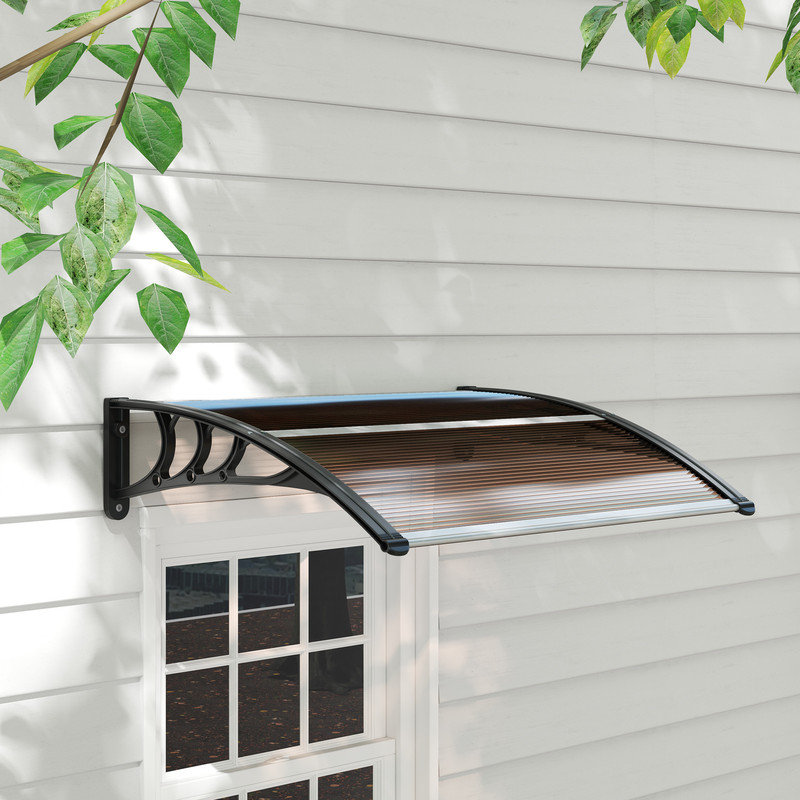 CLIY 75cm W Polycarbonate Cover Retractable Door / Window Awning, 23cm H x 75cm W x 120cm D