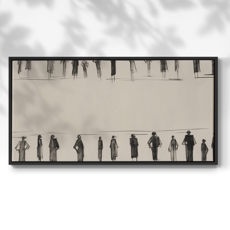 Série abstraite - CML III - Toile tendue avec châssis encadré - Prêt à être accroché, Noir, H 17 po x l 33 po