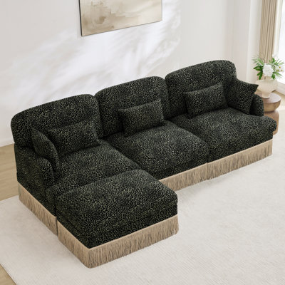 Comfy Chenille Leopard Printing L-Shaped Sofa